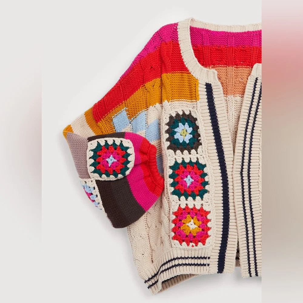Anthropologie -SAACHI Square Checkered Multi Pattern Cardigan Sweater - Picture 3 of 7